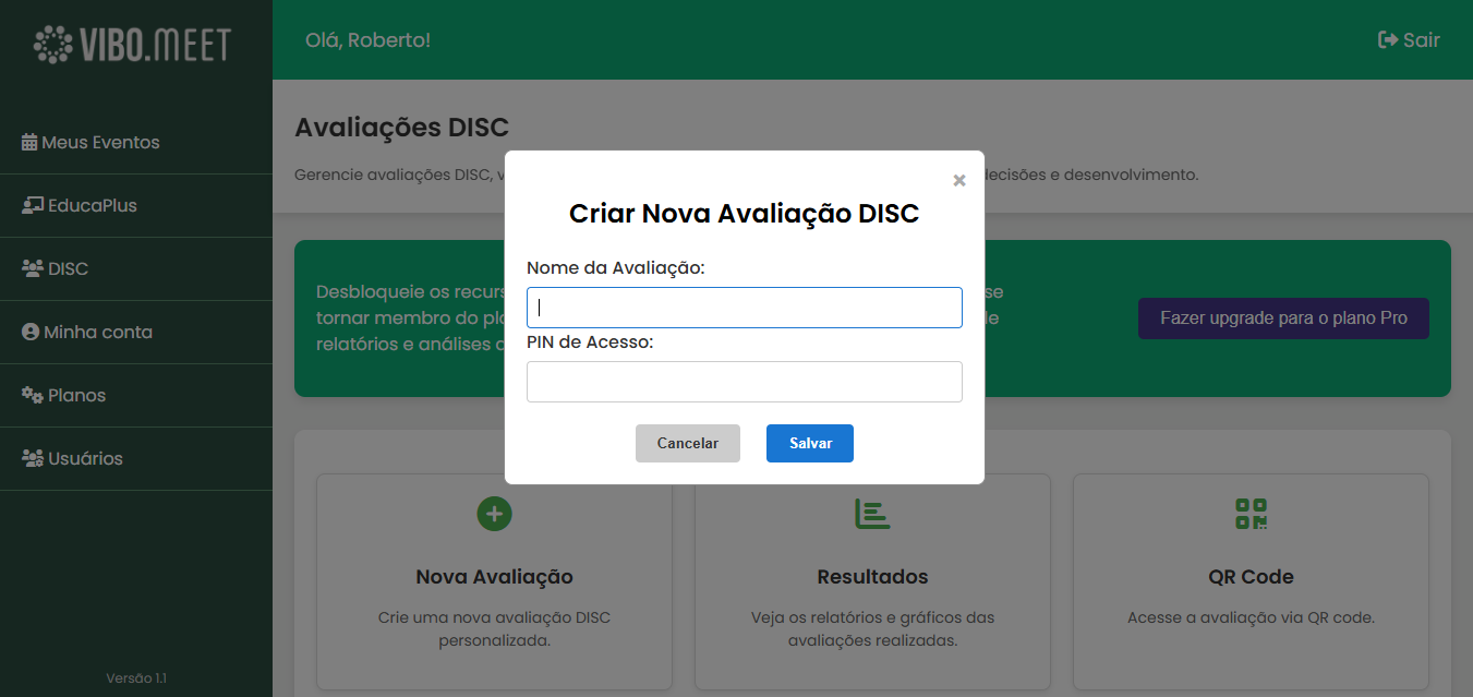 Crie uma avaliação DISC