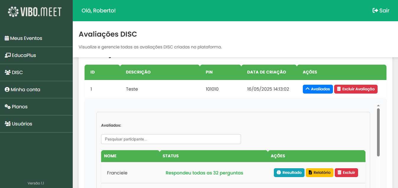 Visualize os resultados