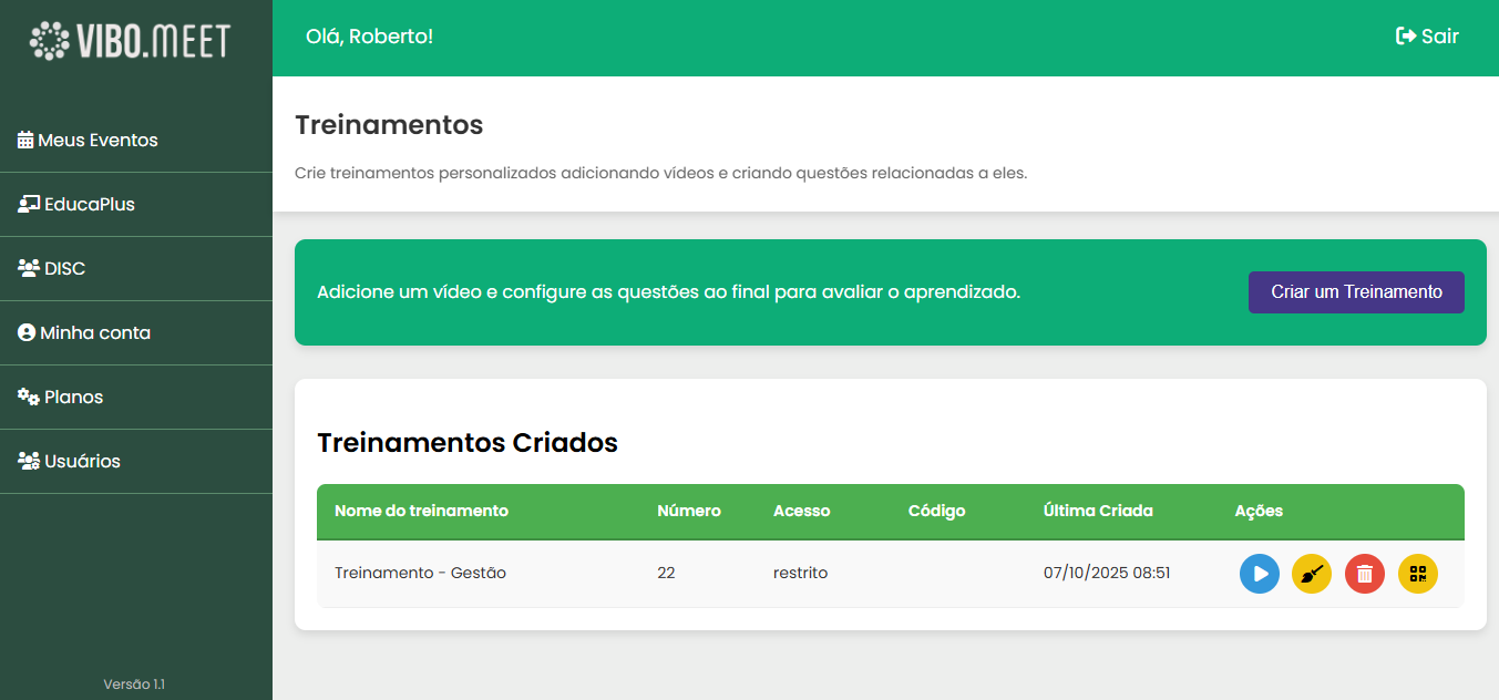 Crie seu treinamento